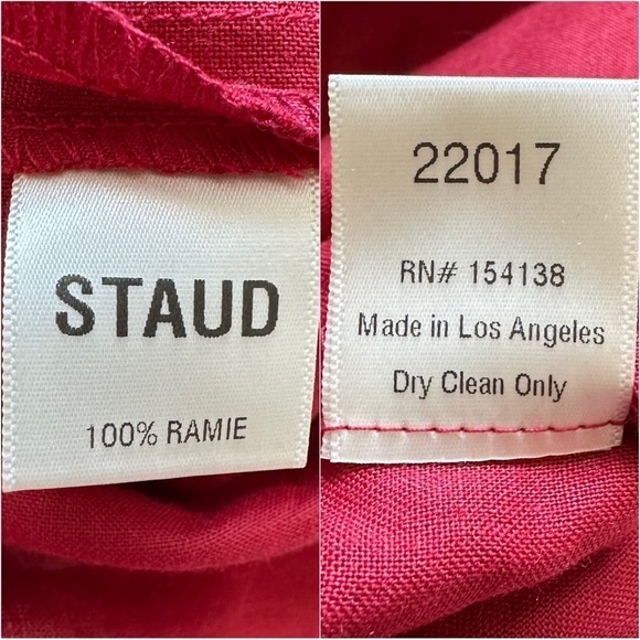 Staud Jumpsuit Sleeveless Cropped 100% Ramie Red 0 - Picture 9 of 13